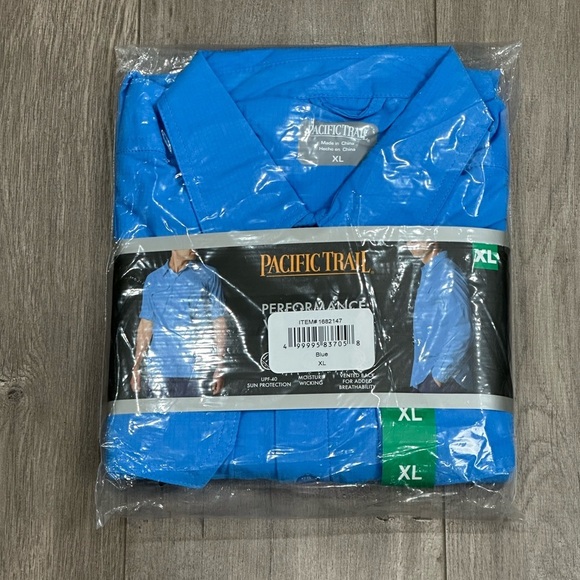 Men's Pacific Trail XL Button Front Shirt Blue Rolled Long / Short Sleeve NWT - Picture 9 of 10